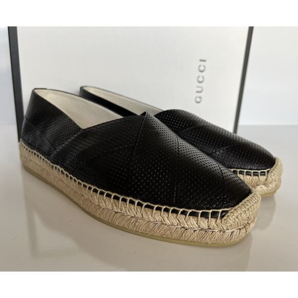 NWT Gucci Men\'s Malaga Classic Leather Black Espadrille 8 US (Gucci 7.5) 624612 main image 5